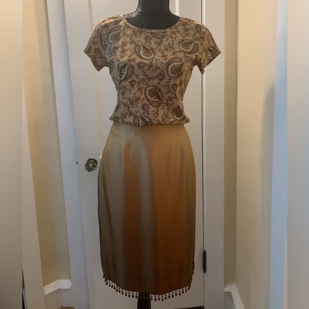Silk Skirt with Beaded Fringe